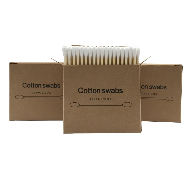 Ватные палочки 100 шт. в бумажной коробке, упаковка для ухода за кожей, качественные ватные палочки ISO