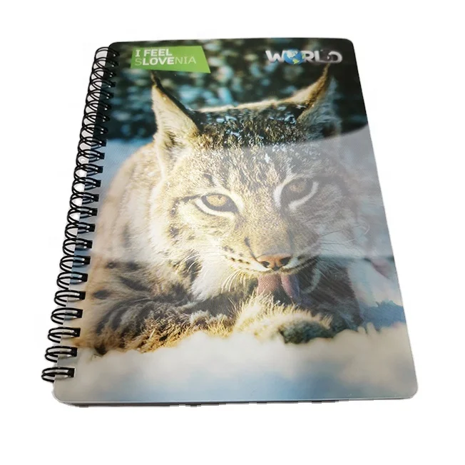
3D Lenticular Wild Cat Cover A5 Notebook Black Wire 3D Spiral Notebook 