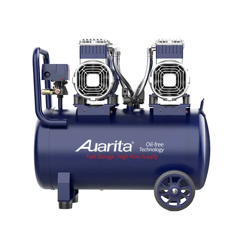 Auarita Compresor Portatil High Pressure 1.5Kw 50 Litre Portable Double Piston Oil Free Silent Air Compressor