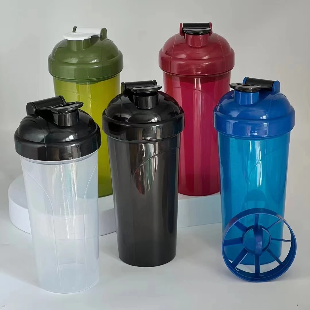Gym Running Sports Protein Shaker Bottles Plastic Water Bottle With Mixer Ball