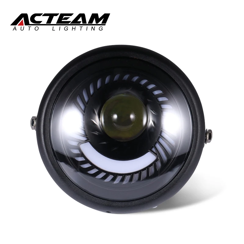 ACTEAM Universal Vintage E-Mark Motorcycle Led Lights Dirt Bike Motorcycle Headlight Cafe Assembly Custom