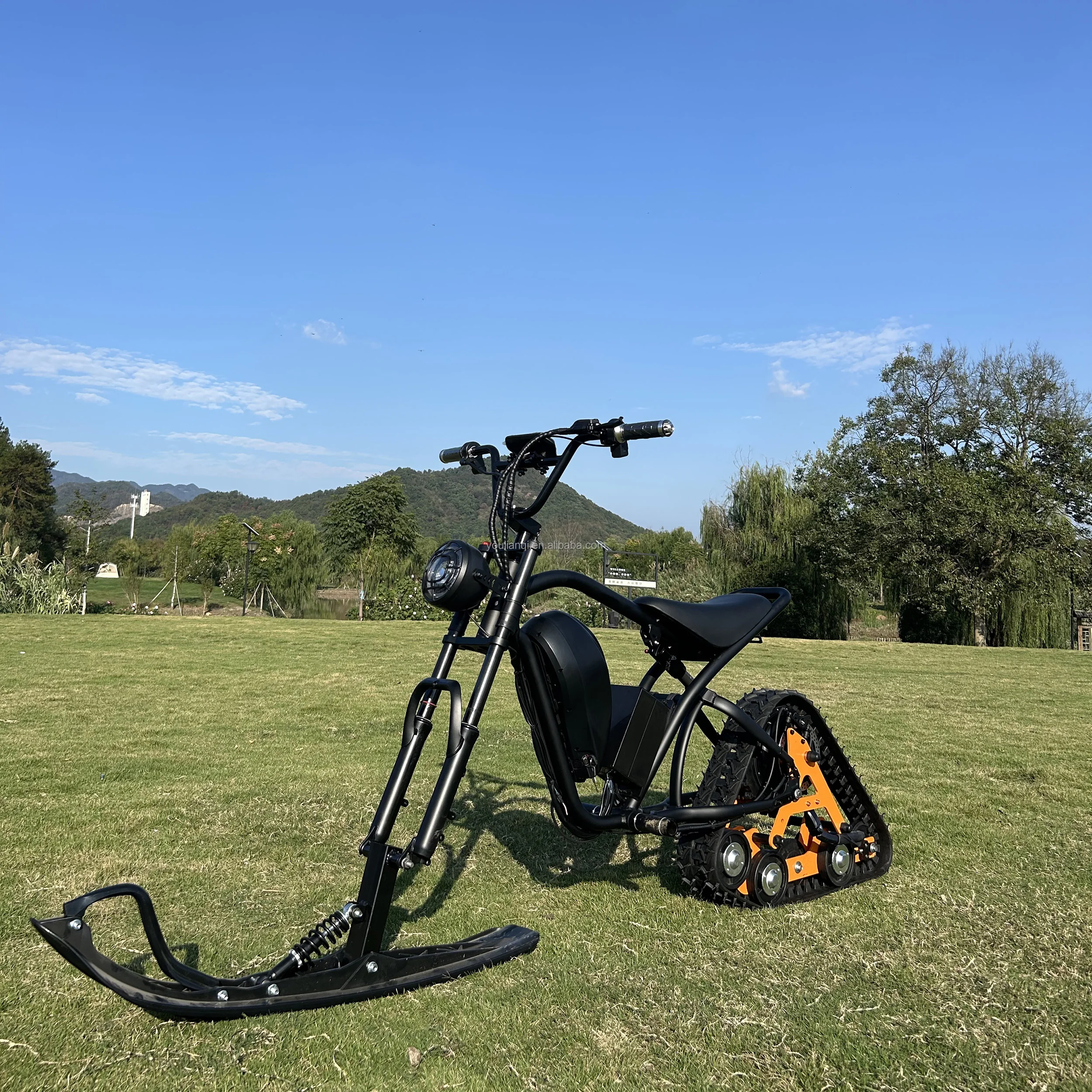 2000W Motor Adult Electric Snowmobile Track With LCD Display Track Tire Electric Scooter Snowmobile Sleigh for Bike Application