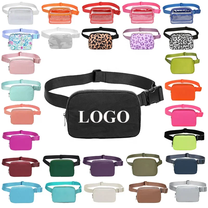 Low MOQ waterproof unisex nylon sport chest belt bum pouch men waist bag for women crossbody fanny pack custom print logo