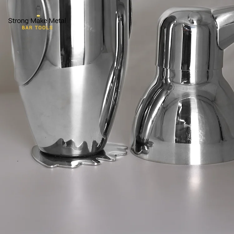 Eco friendly 500ml penguin shape vacuum insulated custom logo sublimation stainless steel bar tool cocktail shaker
