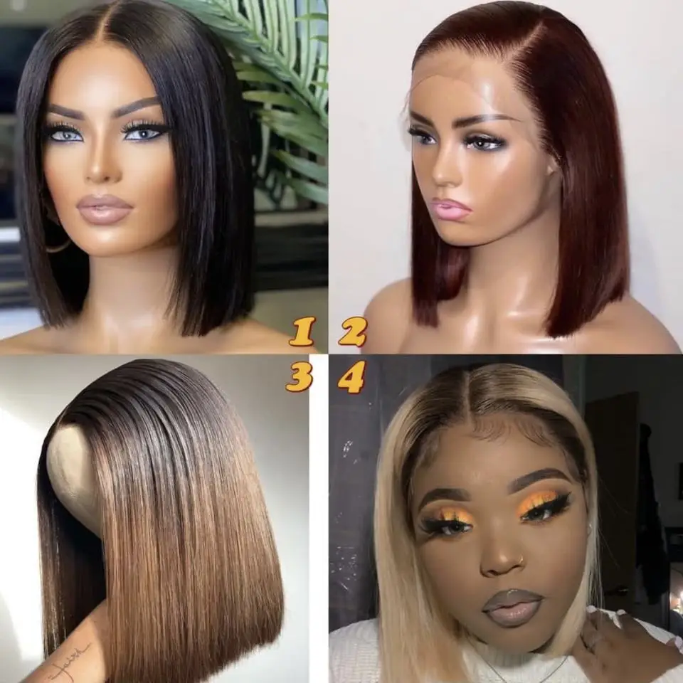 Cheap Price Short Bob Human Hair Wigs,8-14inch Mink Brazilian Lace Bob Wig,glueless Lace Front Closure Bob Wigs For Black Women