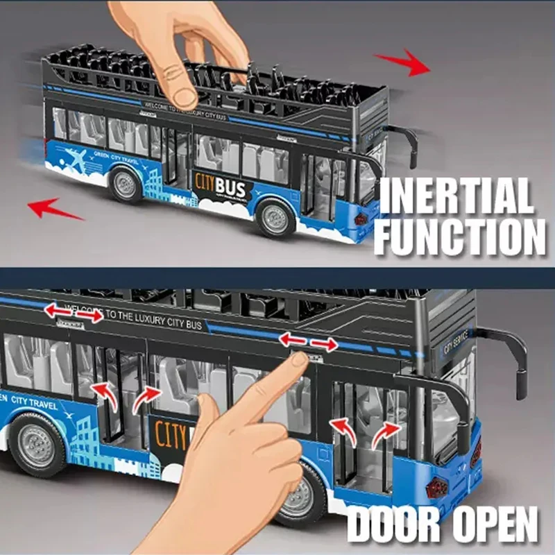 2023 New Kids Simulation City Car Bus Toys Inertia Toys Car Toy Double Decker Bus