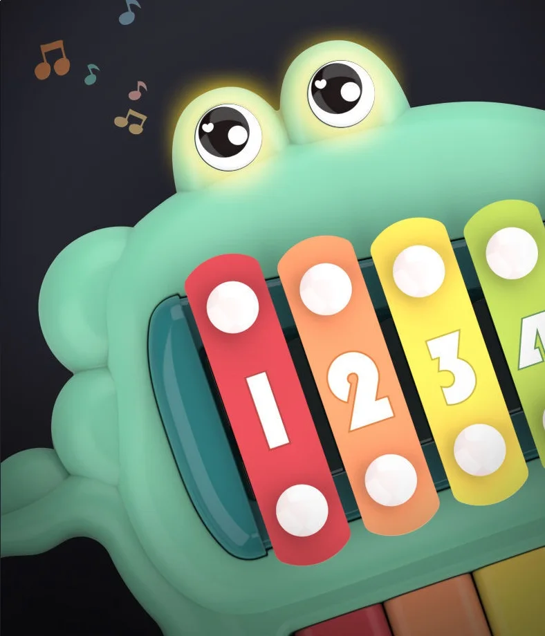 new style plastic miniature toy instruments piano and crocodile toy xylophone