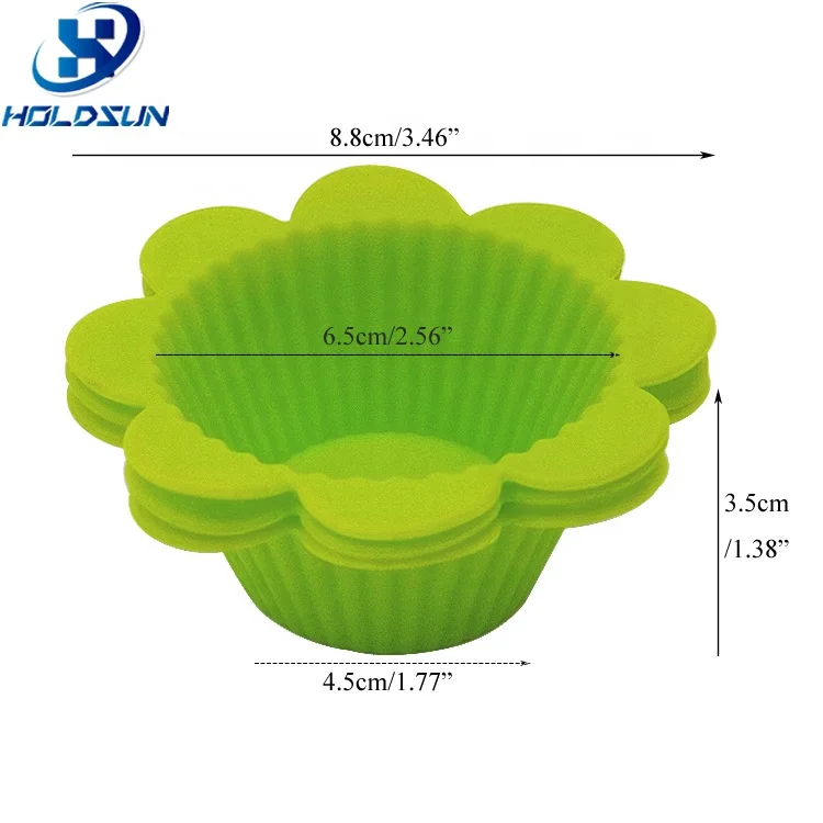 Household Non-Stick Flexible Custom Color Sunflower Round Silicone Cupcake Mold for Birthdays Baking