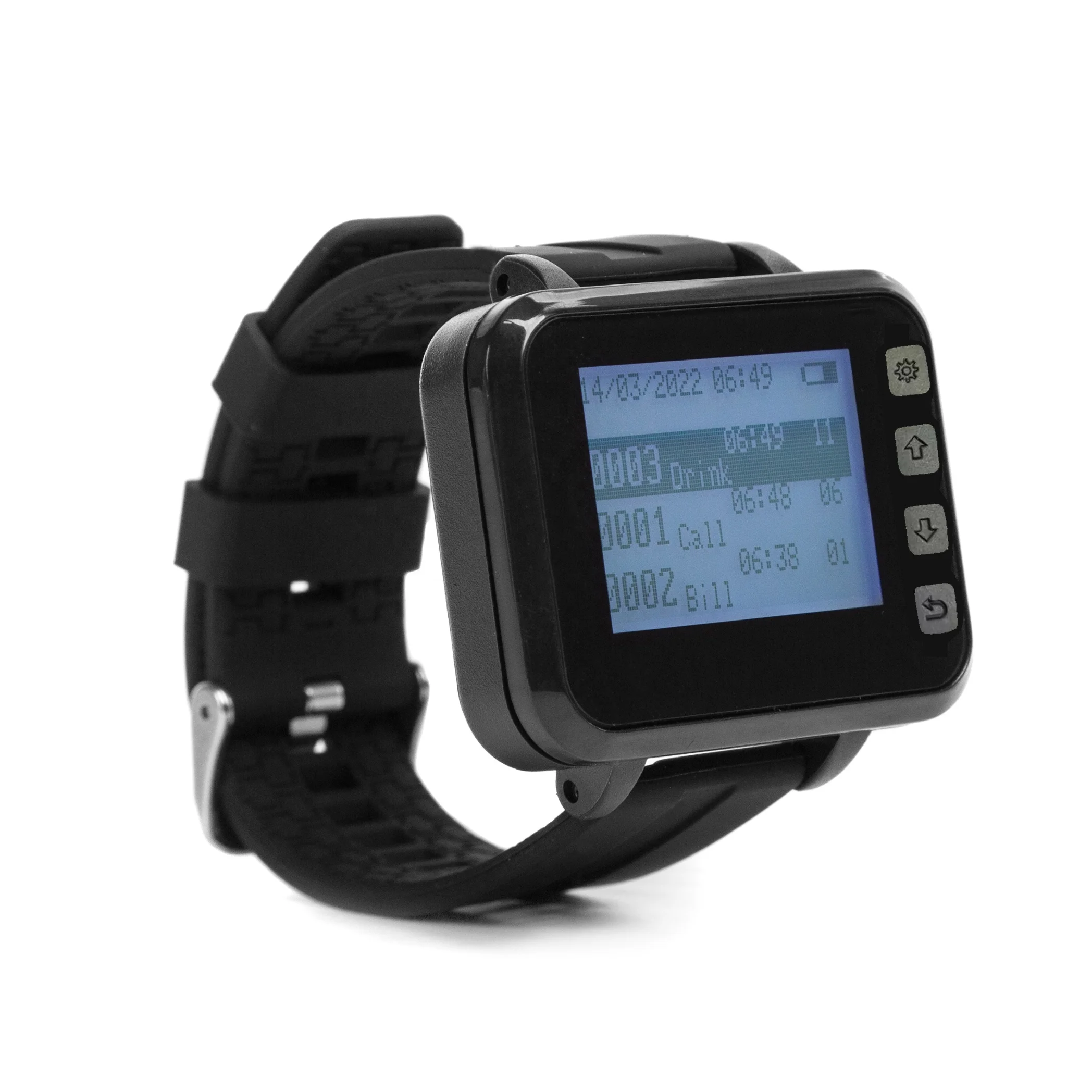 Wireless Waterproof Vibrating Wrist Watch Pager and Programmable Waiter Call Button for Waiter