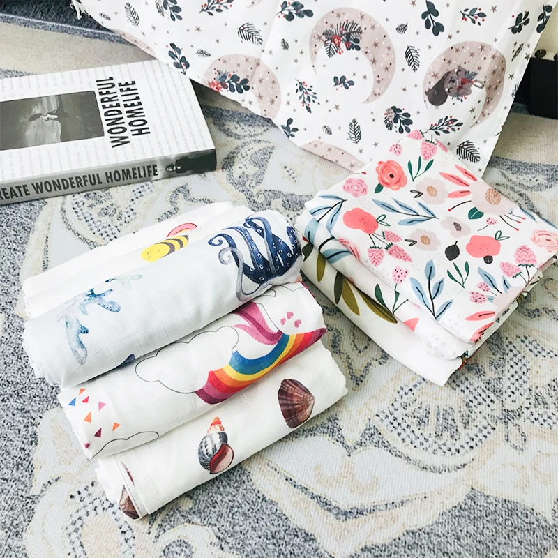 Hot Sale Private Label Swaddle Wrap Sleeping Bag  Blanket Super Soft Newborn 100% Organic Cotton Baby Muslin Blanket