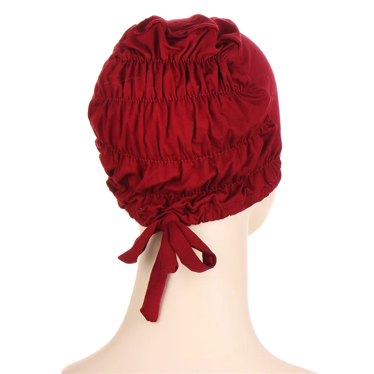 THB-8E1105  Fashion Ladies Turban Hat Side Pearl Flower Baotou Hat Ethnic Hat Muslim Turban Women