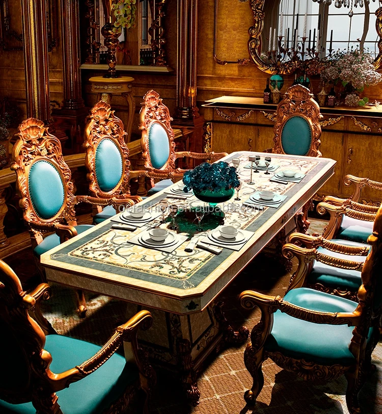 OE-FASHION custom European solid wood stick shell dining table and chair Italian luxury dining table palace villa furniture