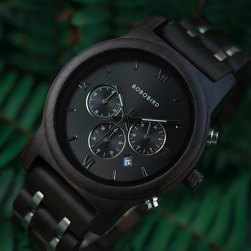 Hot selling Classic Wholesale low moq Dropshipping wood watches men wrist stop watch ebony wooden luxury watch
