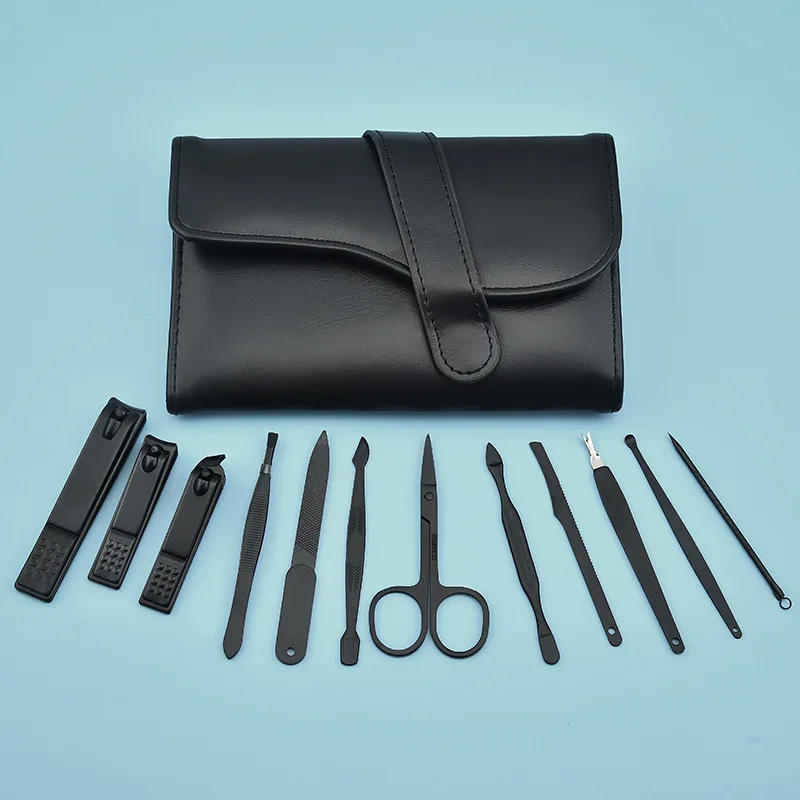 Manicure beauty sets custom logo cut nail clipper stainless steel nail art tool set 12-piece