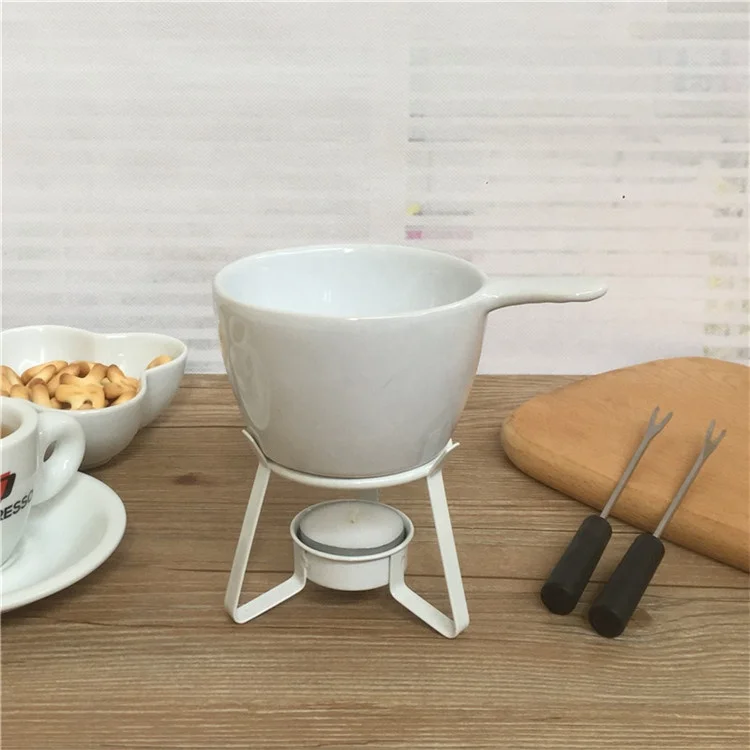 Personalized dinnerware butter warmer white candle mini chocolate cheese ceramic fondue pots