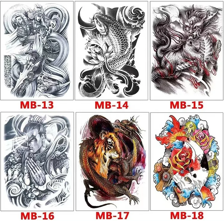 Wholesale sexy beauty skull flower lion fox peacock waterproof full back tattoo stickers