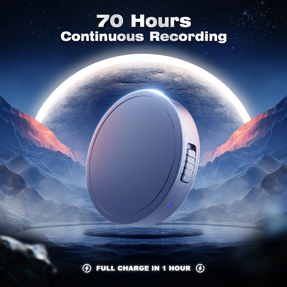 Portable Digital Voice Recorder with 128G Memory Storage Circular Design for Easy Recording