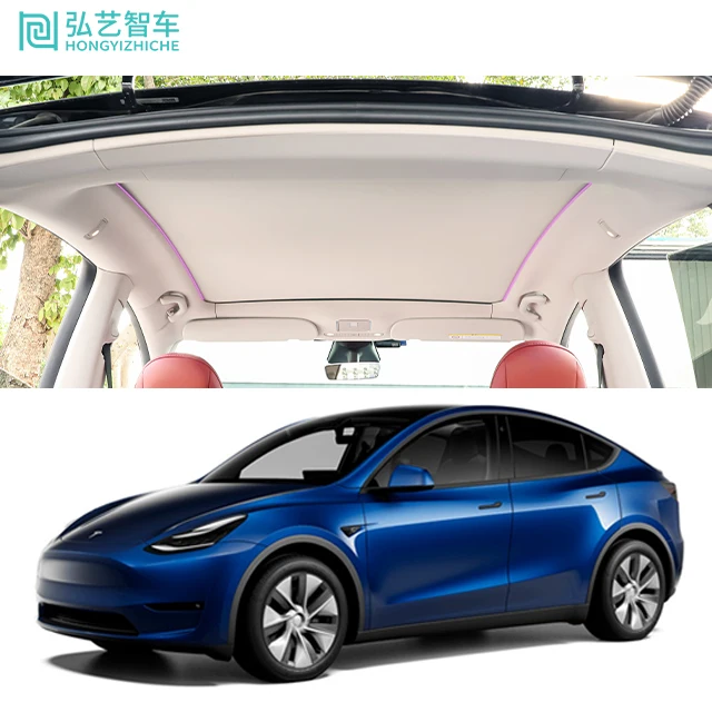Car Interior Accessories Electronic Foldable Retractable Car Sunroof Sunshade For Tesla Model Y