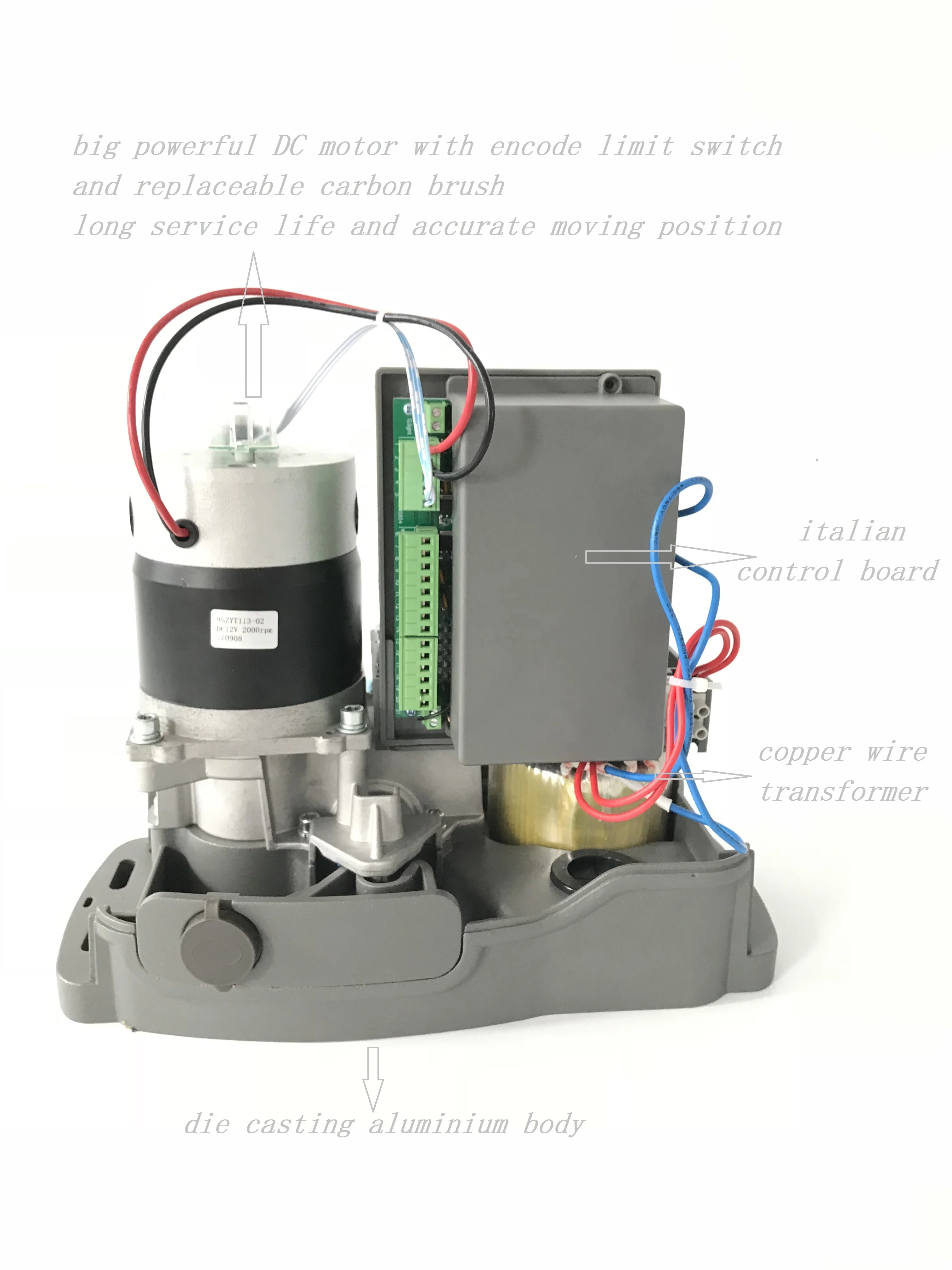 Italian quality DC12V sliding gate opener kit include wireless keypad and photocells