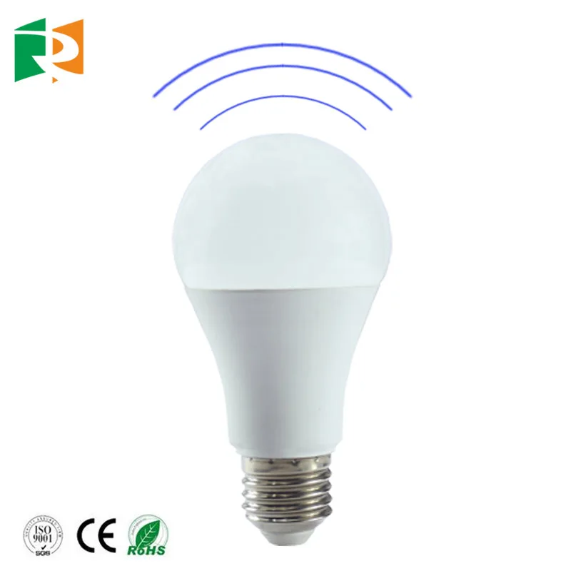 High Transmittance PC Cover E27 9W AC110-265V Microwave Radar Motion Sensor Light White LED Lamp Bulb
