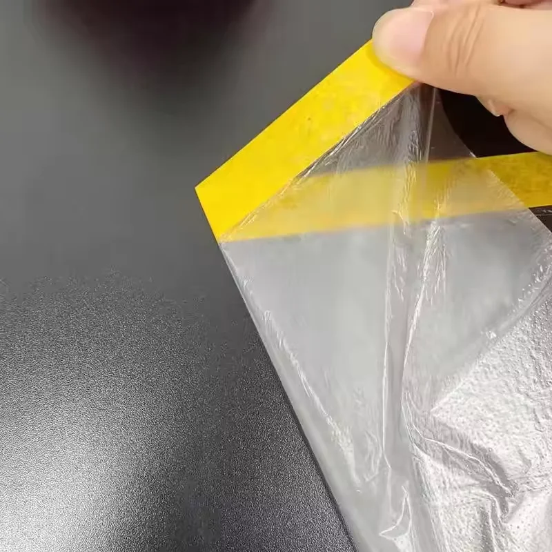 EONBON Pre-Tape Masking Film Plastic Dust Sheets Roll Pre-Taped Masking Film Covering Painting Paint Masking Film