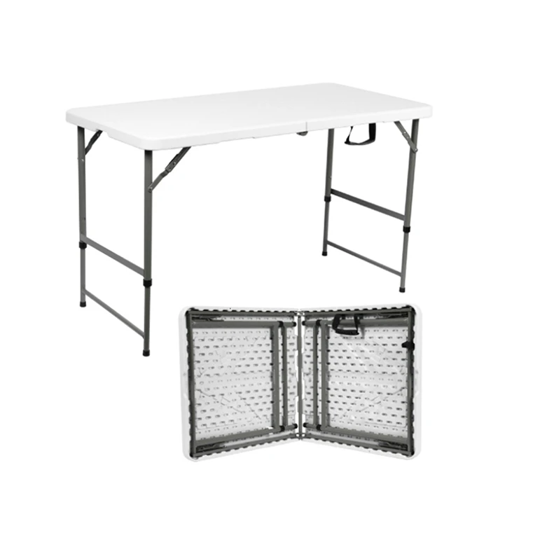 Waterproof Hdpe Picnic Outdoor Restaurant 4ft Height Adjustable Plastic Blow Molded Folding In Half Table