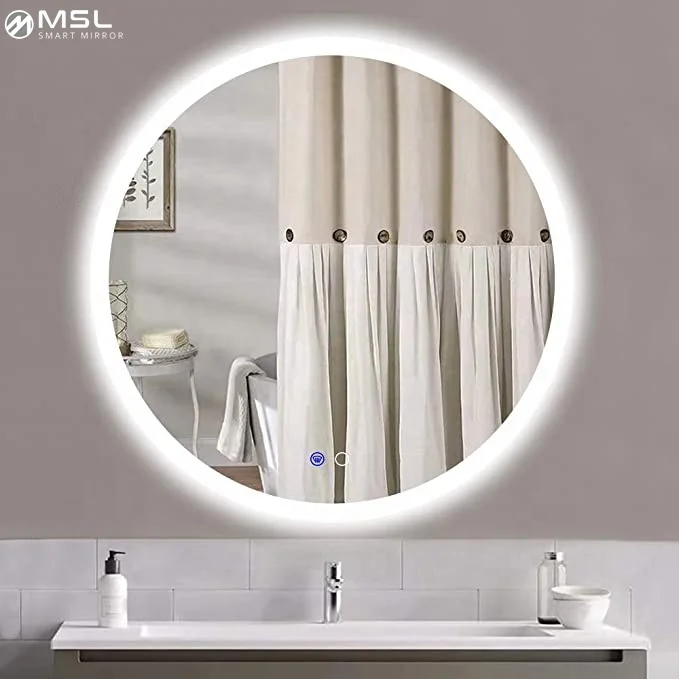 Pretty see lighted touch screen wholesale high quality home decoration round decorative mirror