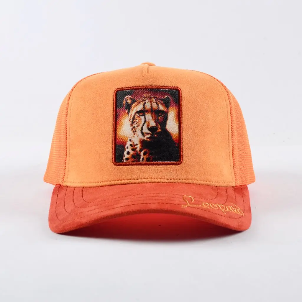 Wholesale Multicolor 5 Panel Custom Animal Tuckers Hats With 3D Embroidery Cheetah Logo Patch