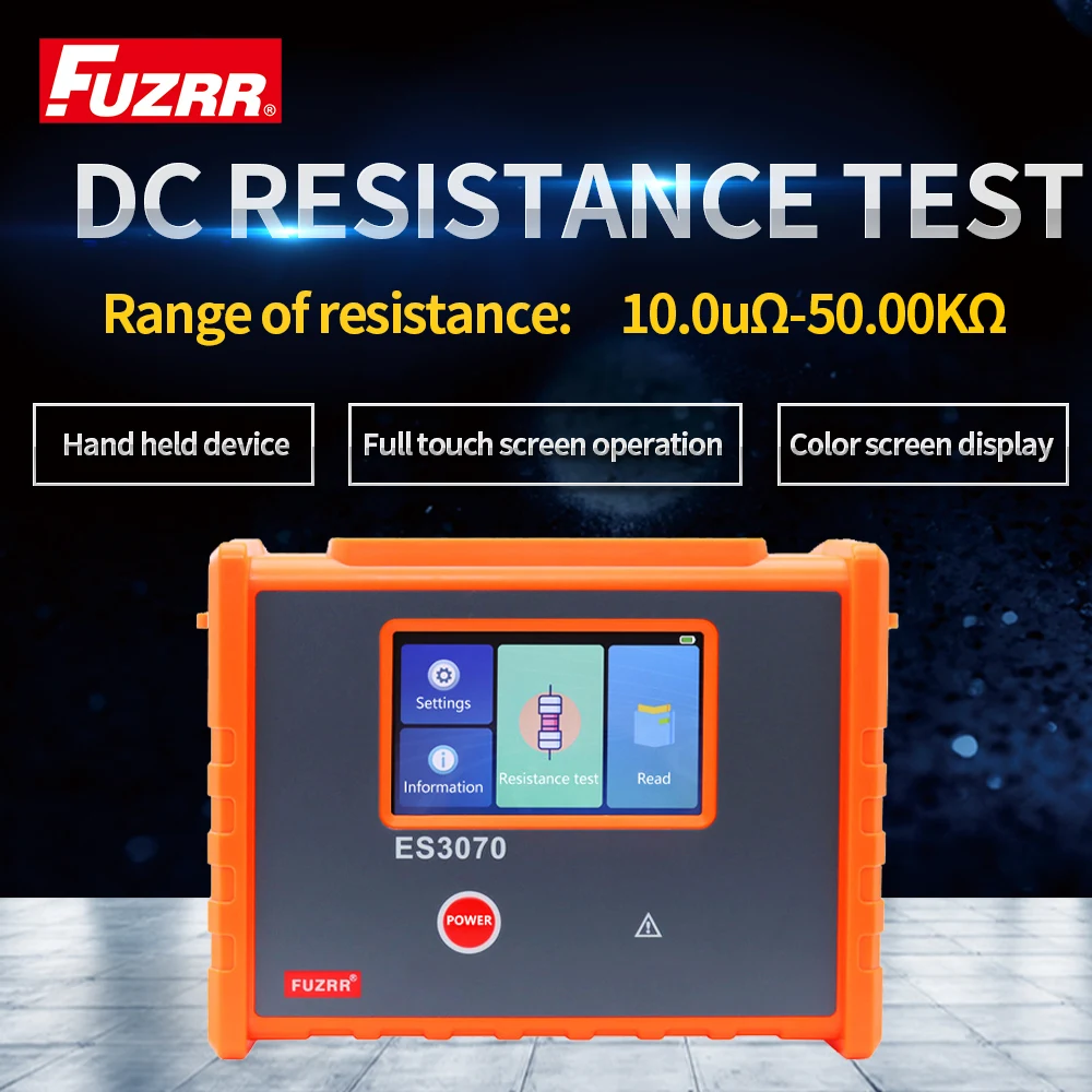 FUZRR ES3070 Handheld 10A DC Resistance Tester Transformer DC Winding Resistance Ohmmeter