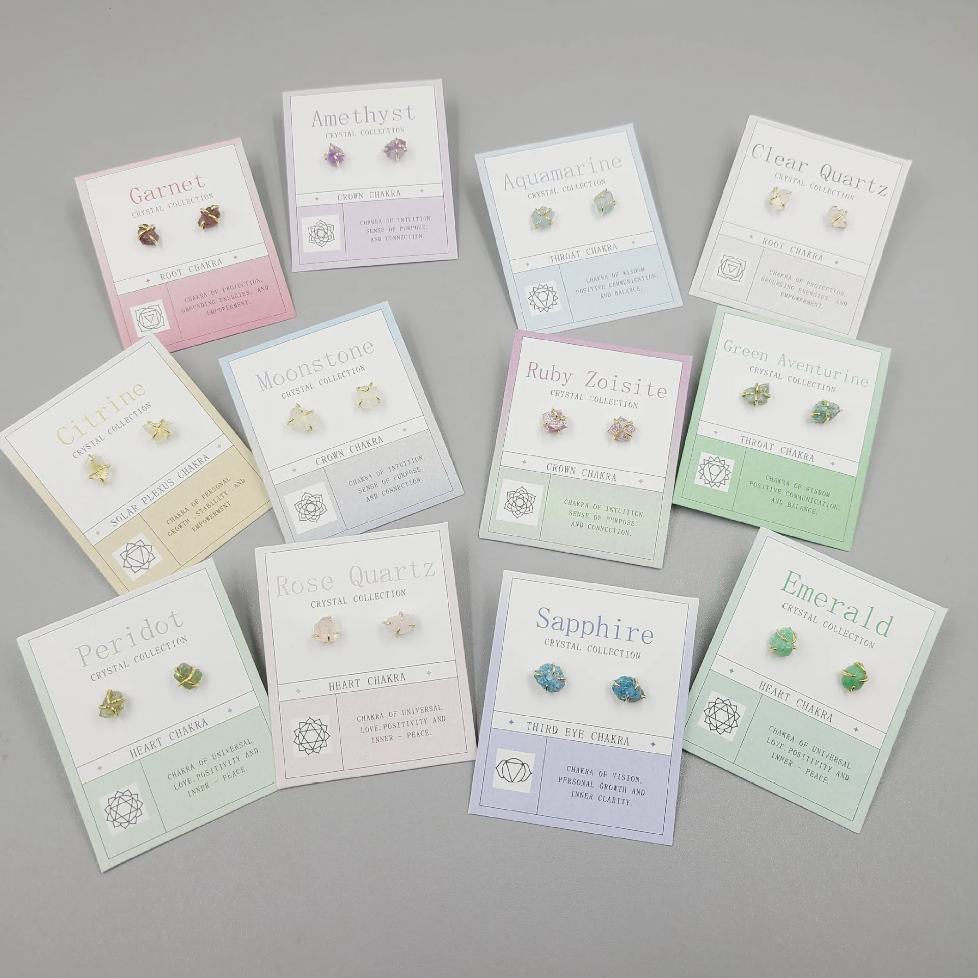 Wholesale Minimalist raw crystal Natural birthstone Stud Earrings Quartz Jewelry Crystal Stud Earrings Women