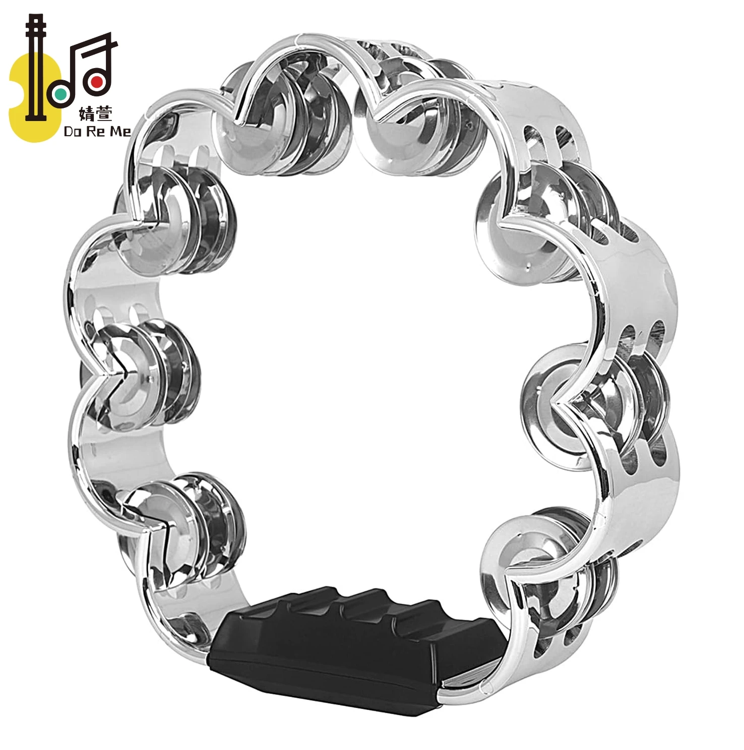 Handheld metal jing bells percussion ABS silver flower shape tambourines long-lasting performance double row ABS tambourine