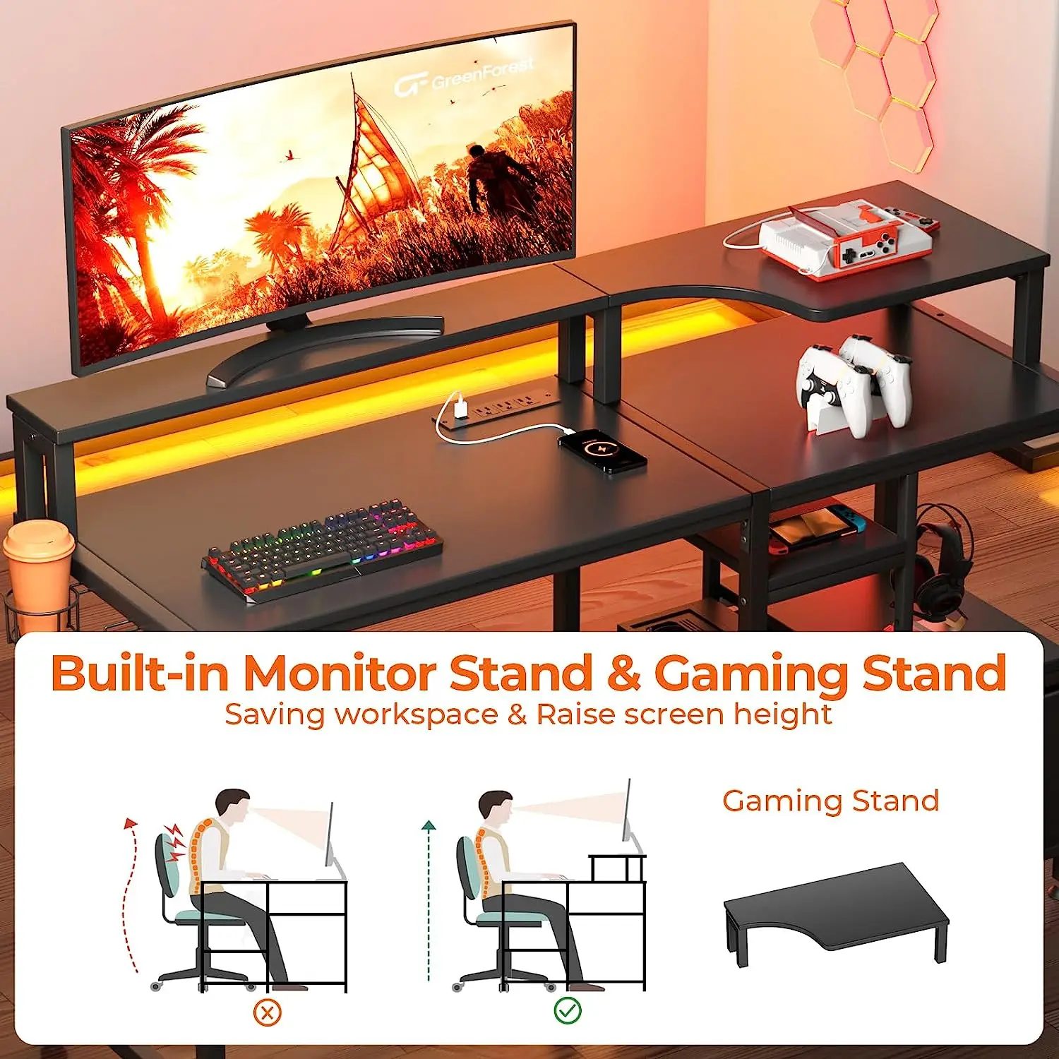 LANGTOO Furniture Internet Cafe Height Adjustable Gaming Home Offices Computer Office CEO Table Design Desk