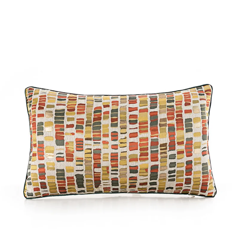 Light luxury orange jacquard pillow model home furnishing museum living room sofa cushion waist pillowcase custom