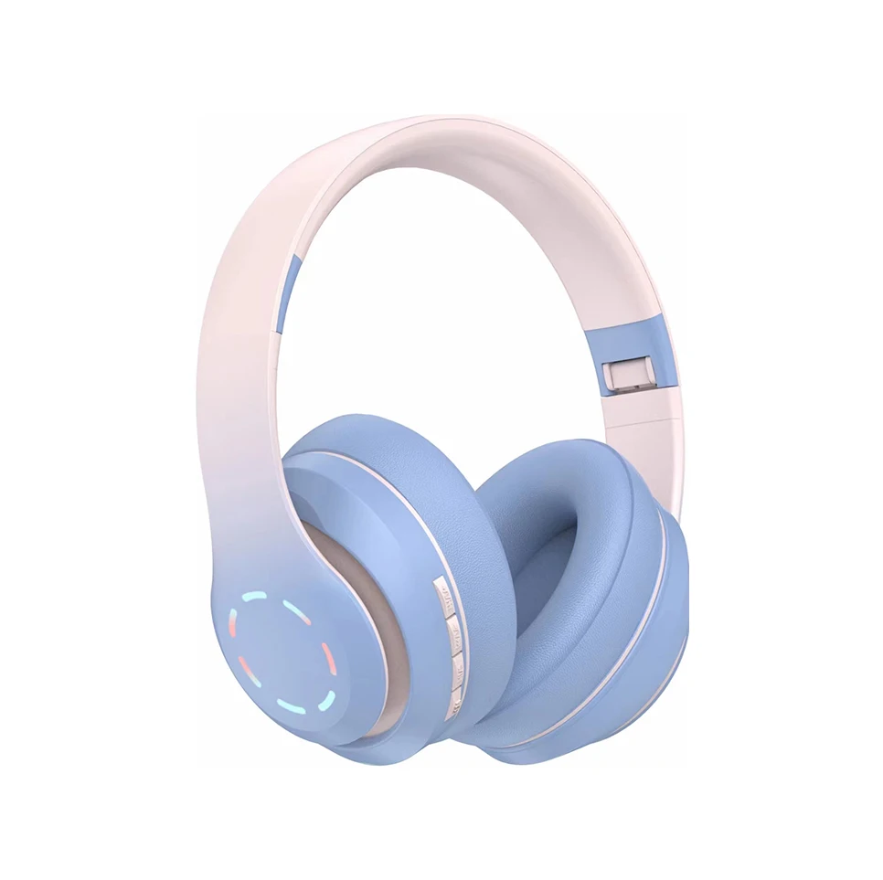 Wander SN36LED Hot Wireless Headset Gradient Colorful BT Headphone Stereo With Mic Hifi Bass Game Helmet Girls Cute Headphone