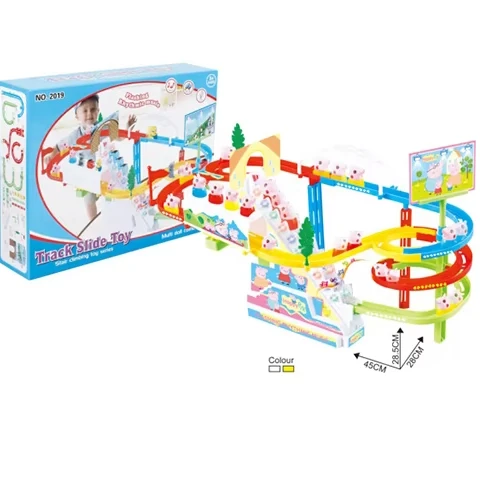 Child Puzzle Interactive Game Toys B/O Electric Two-Way Track Car Toys With Light Music Sheep Dolphin Pig Duck Tiger For Kids