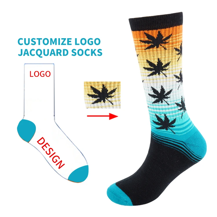 wholesale colored custom sock labels weed socks Free Mockup Low MOQ