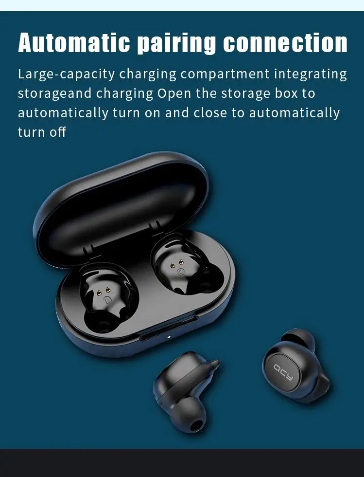 for QCY T9S waterproof IPX-4 TWS in-ear Headset Earbuds noise cancelling wireless earphone with LED, stereo