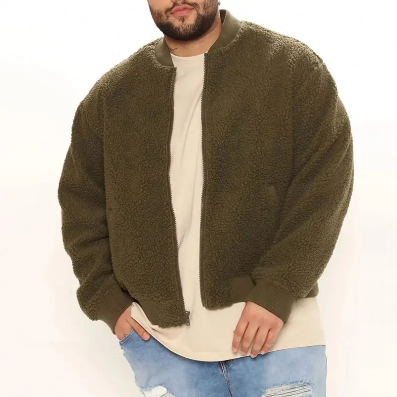 ECBC Custom Men Luxury Clothing Plus Size Warm Cotton Fleece Sherpa Zip Up Street Bomber Jackets