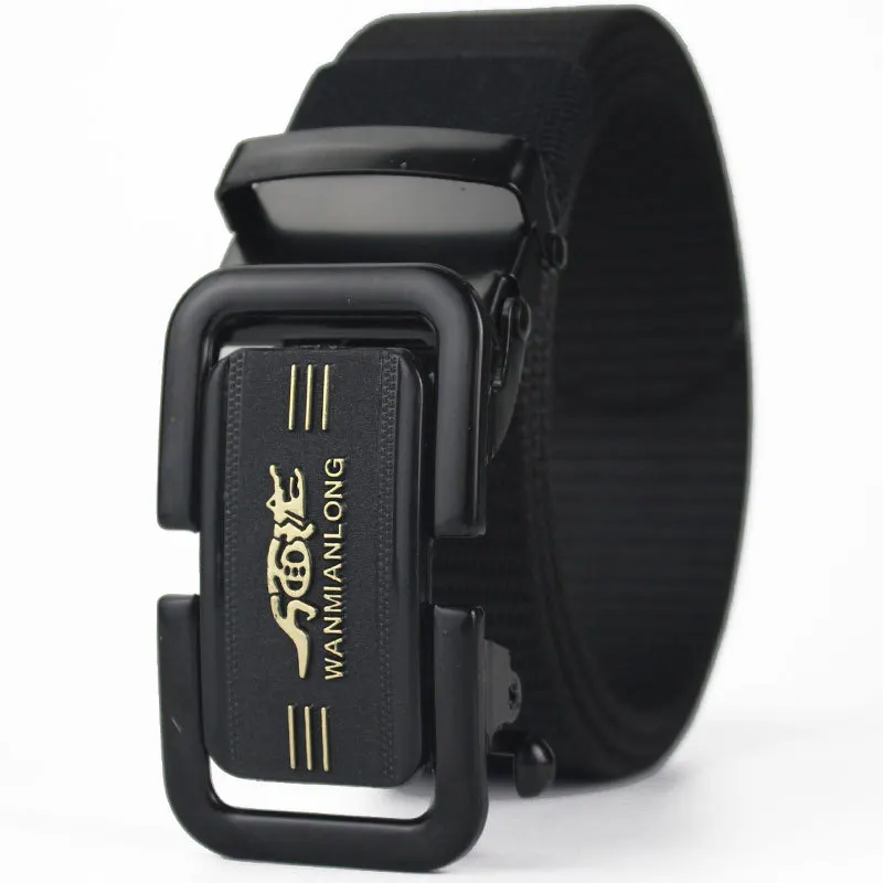 nylon fabric belt manufacturers iron automatic buckle casual belt printed logo canvas jeans men belt