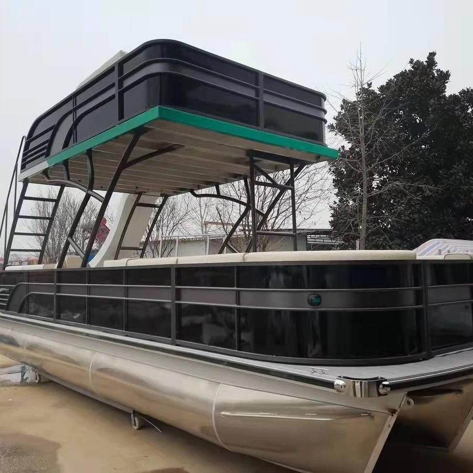 Понтонные лодки Poseidon для водных видов спорта китайская двухслойная фабрика отдыха 26 футов 7 5 м алюминиевые сварные 3 года на заказ
