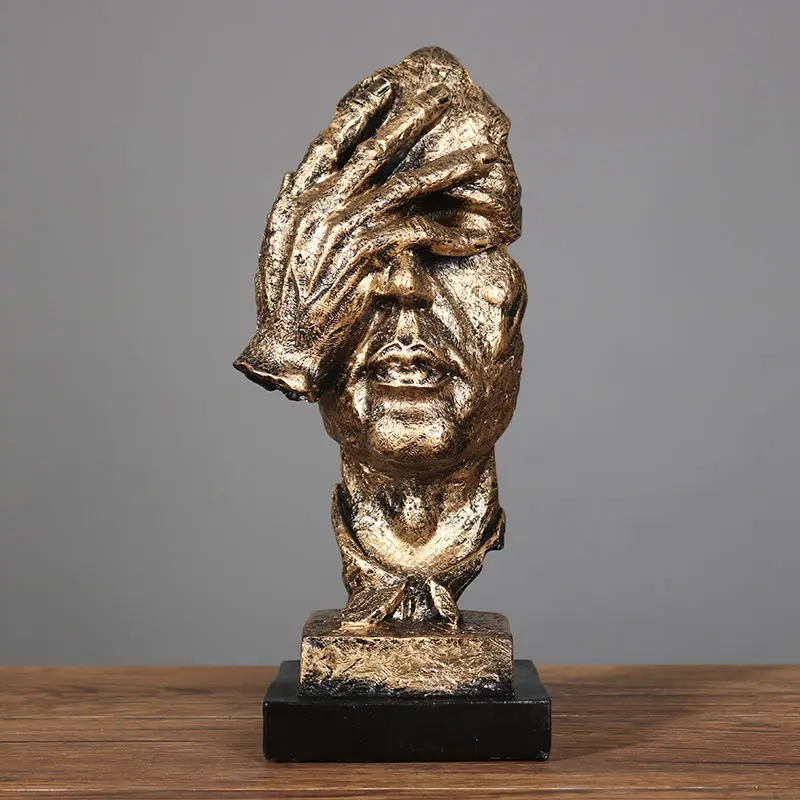 Thinker Statue Resioffice Home Decoration Desktop Abstract Thinker Statue Resin Sculpture Miniature Fi Thinker Golden Statue