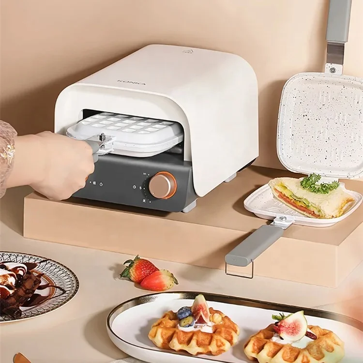 Multi-function Breakfast maker Waffle Sandwich cooker Retro Oven Design 600W Non-stick multifunctional breakfast machine