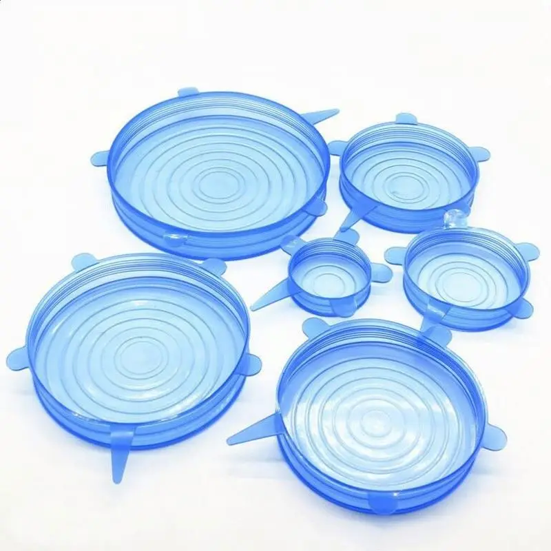 Silicone Food Fresh Keeping Covers Popular 6Pcs Food Wraps Reusable Silicone Vacuum Stretch Lids Saran Wraps Ornization