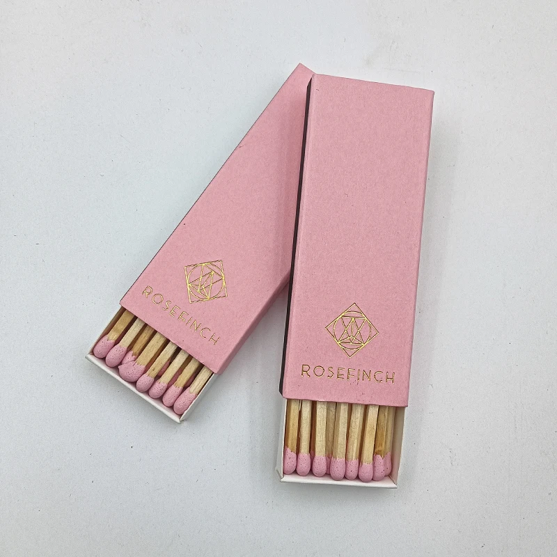Розовые спичечные коробки безопасные натуральные спички индивидуальные оптовые черные деревянные домашние свечи