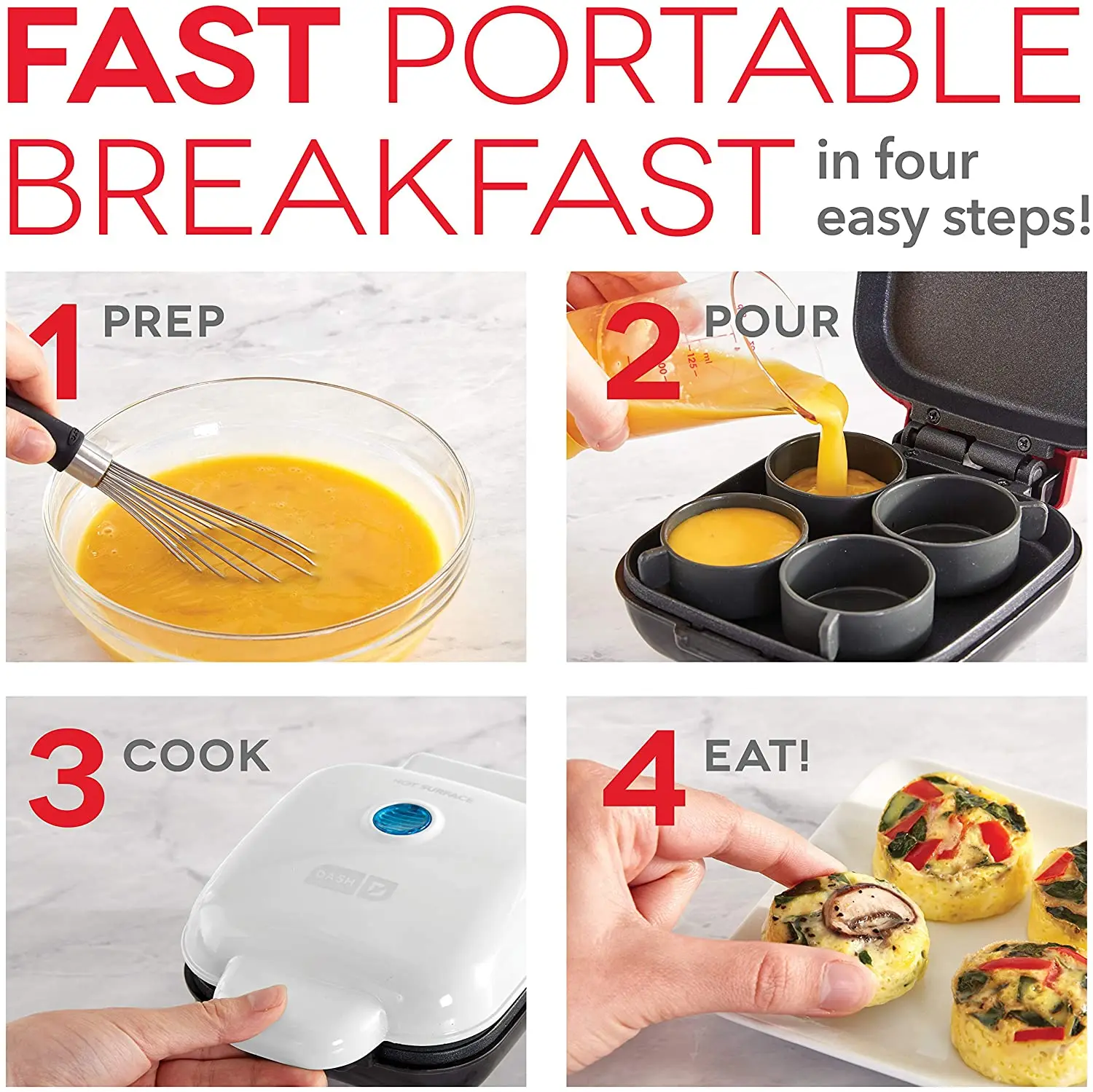 Deluxe Sous Vide Style Egg Bite Maker with Silicone Molds for Breakfast Sandwiches, Healthy Snacks or Desserts