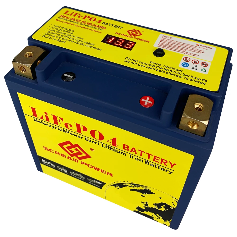 Hotsell 12V 14-BS/12.8V 14L-BS 8Ah CCA 580A Lithium Phosphate Motorcycle Battery Energy Scooter For ATVs UTVs ETX14-BS YTX14