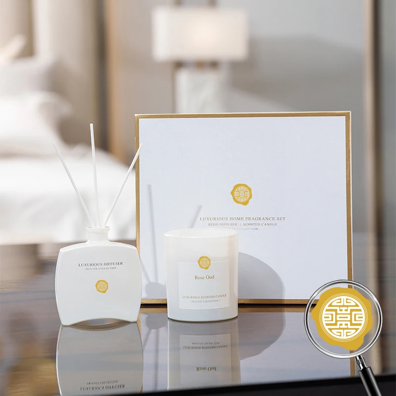 OEM Christmas gift candle and diffuser set candle and diffuser set luxury candles set with luxury box
