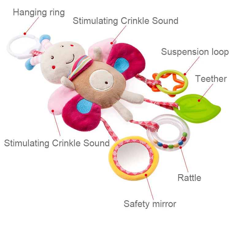 Rabbit infant Animal rattle teether Stroller hanging toy New born babies toy B003E