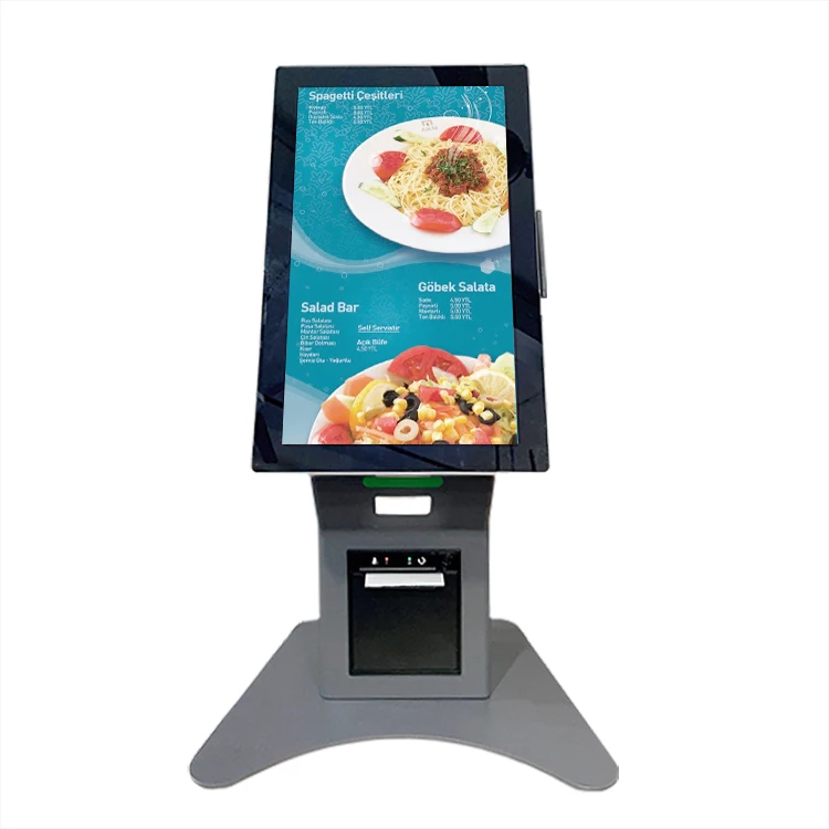 Desktop free standing LCD digital display 21.5 15.6 inch self ordering payment touch kiosk