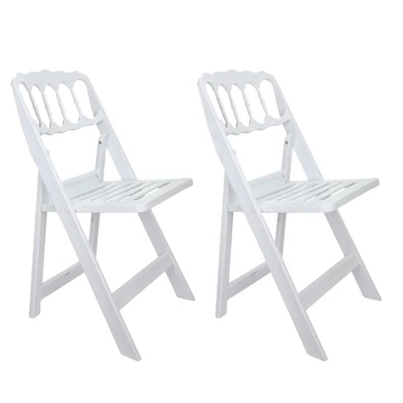 White plastic outdoor folding dinning party chair and with umbrella hole garden chairs